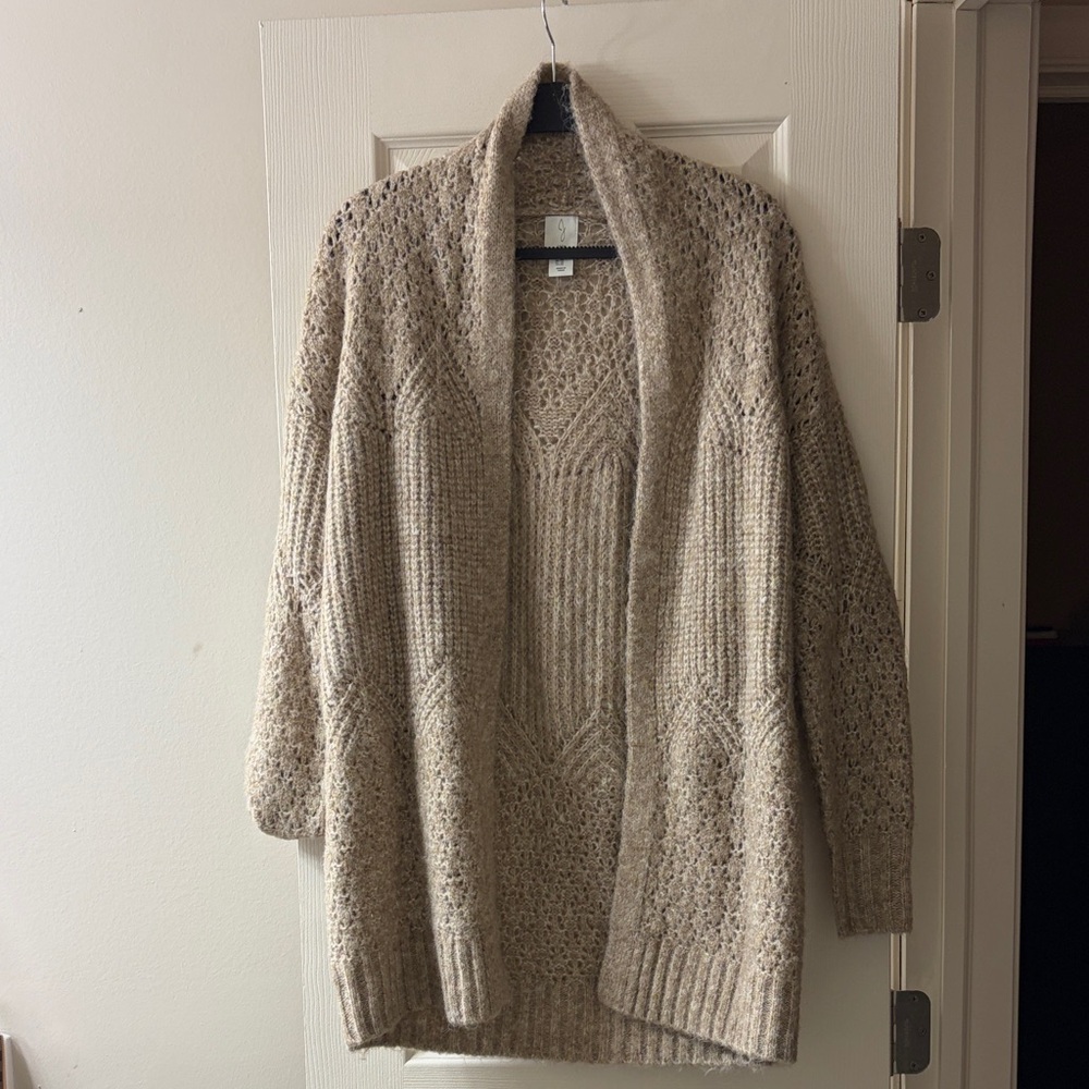 Joie Taupe Knit Open-Front Cardigan